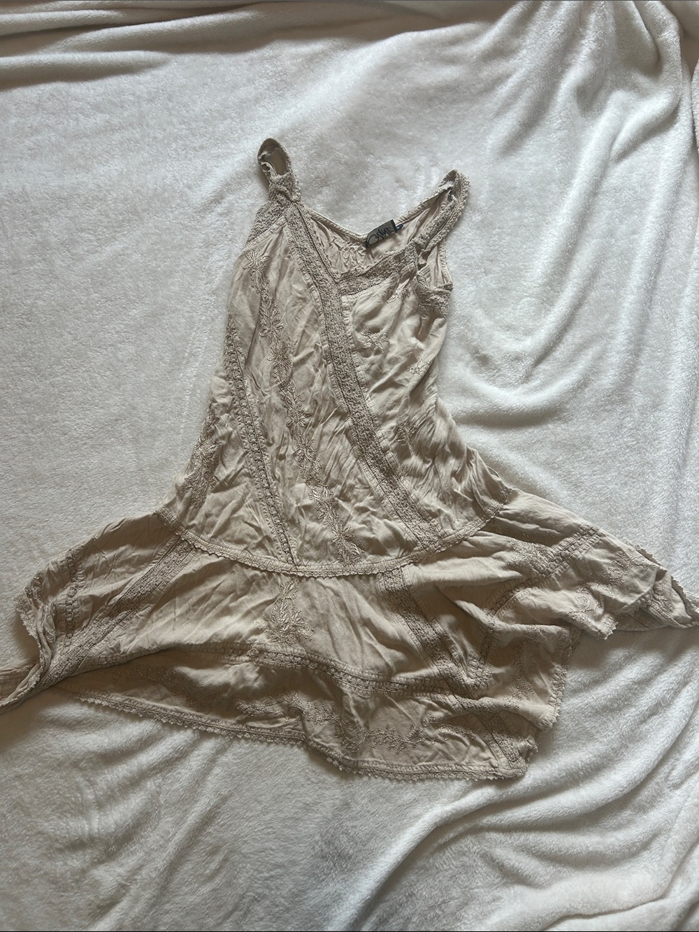 Chico's Lace Trim Ruched Tank in Beige